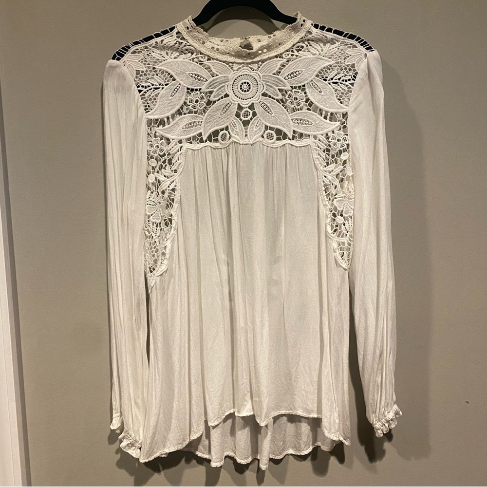 Lace, high-neck, open back top